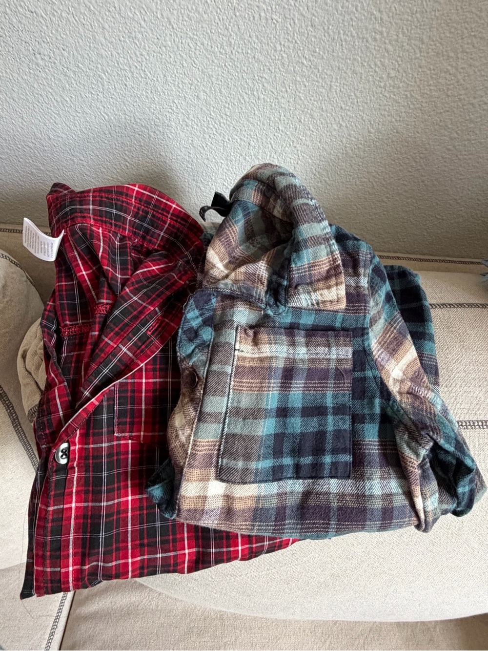 Boys checkered button down 2 shirts size 6